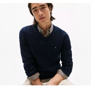 NWT Tommy Hilfiger Men's Solid Logo V-Neck Sweater Size XXL